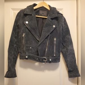 BLANK NYC Genuine Suede Moto Jacket XS in Grey